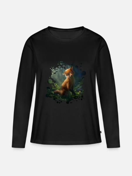 Kleiner Fuchs (Fox) - Frauen Premium Bio Langarmshirt - Schwarz