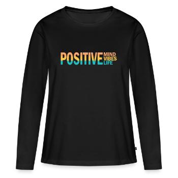 ESPRIT POSITIF VIBES POSITIFS VIE POSITIVE - T-shirt manches longues Premium bio Femme - noir - Devant - Julia (174cm)