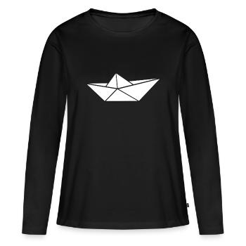 Un bateau bateau en papier un bateau en papier - T-shirt manches longues Premium bio Femme - noir - Devant - Julia (174cm)
