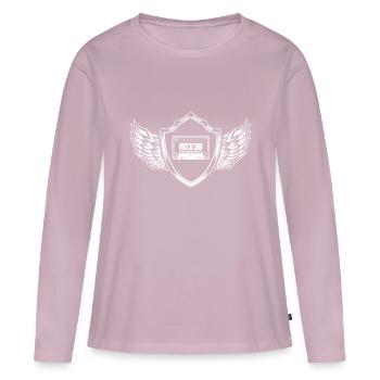 Cassette Armoiries - T-shirt manches longues Premium bio Femme - rose poudré - Devant - Julia (174cm)