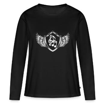 Musiknoten Wappen - Frauen Premium Bio Langarmshirt - Schwarz - Vorne - Julia (174cm)