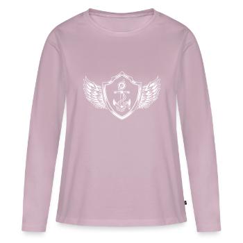 Armoiries de l’ancre - T-shirt manches longues Premium bio Femme - rose poudré - Devant - Julia (174cm)