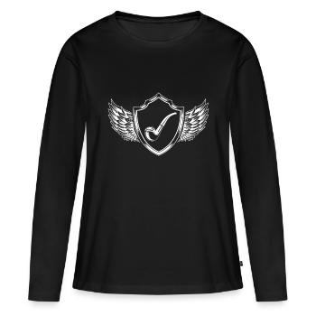 Armoiries de la pipe - T-shirt manches longues Premium bio Femme - noir - Devant - Julia (174cm)
