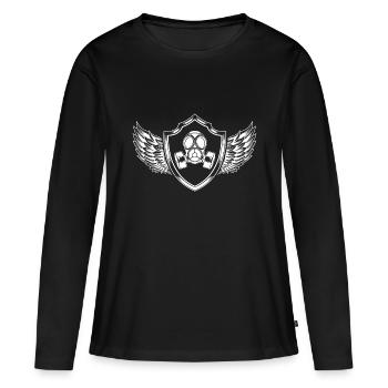 Armoiries du masque à gaz - T-shirt manches longues Premium bio Femme - noir - Devant - Julia (174cm)