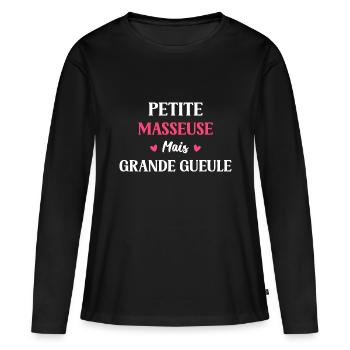 Masseuse - T-shirt manches longues Premium bio Femme - noir - Devant - Julia (174cm)