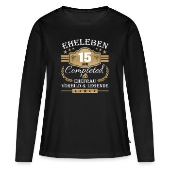Hochzeitstag Partnerlook - 15 Jahre Eheleben - Frauen Premium Bio Langarmshirt - Schwarz - Vorne - Julia (174cm)
