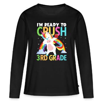 Zurück zur Schule bin ich bereit, Mädchen der 3. Klasse zu vernichten - Frauen Premium Bio Langarmshirt - Schwarz - Vorne - Julia (174cm)