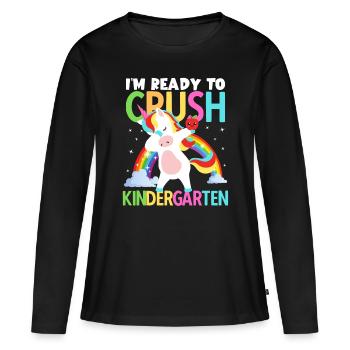 Zurück zur Schule bin ich bereit, Kindergartenmädchen zu zerquetschen - Frauen Premium Bio Langarmshirt - Schwarz - Vorne - Julia (174cm)