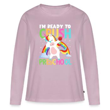 Back to School Im Ready to Crush Preschool Girls - Women's Premium Organic Long Sleeve Shirt - dusky pink - Front - Julia (174cm)