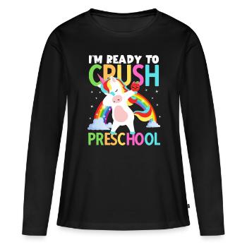 Zurück zur Schule bin ich bereit, Vorschulmädchen zu zerquetschen - Frauen Premium Bio Langarmshirt - Schwarz - Vorne - Julia (174cm)