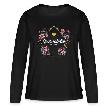Journalistin mit Herz - Frauen Premium Bio Langarmshirt - Schwarz - Vorne - Julia (174cm)