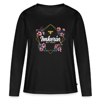 Imkerin mit Herz - Frauen Premium Bio Langarmshirt - Schwarz - Vorne - Julia (174cm)