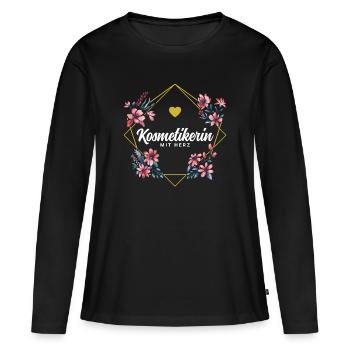 Kosmetikerin mit Herz - Frauen Premium Bio Langarmshirt - Schwarz - Vorne - Julia (174cm)