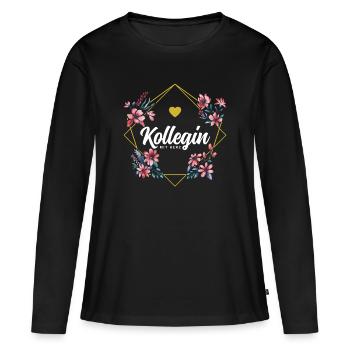 Kollegin mit Herz - Frauen Premium Bio Langarmshirt - Schwarz - Vorne - Julia (174cm)