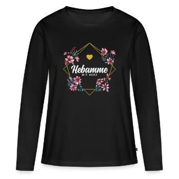 Hebamme mit Herz - Frauen Premium Bio Langarmshirt - Schwarz - Vorne - Julia (174cm)