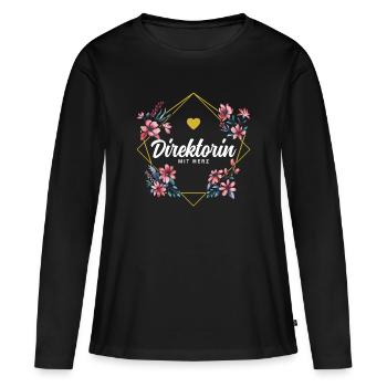 Direktorin mit Herz - Frauen Premium Bio Langarmshirt - Schwarz - Vorne - Julia (174cm)