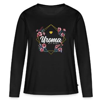Uroma mit Herz - Frauen Premium Bio Langarmshirt - Schwarz - Vorne - Julia (174cm)