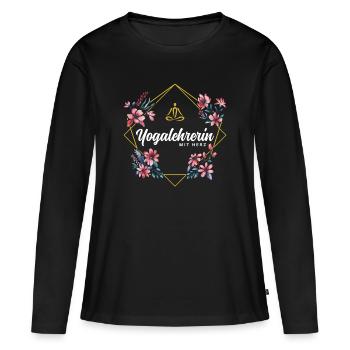 Yogalehrerin mit Herz - Frauen Premium Bio Langarmshirt - Schwarz - Vorne - Julia (174cm)