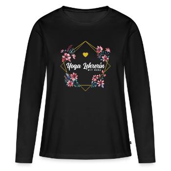 Yoga Lehrerin mit Herz - Frauen Premium Bio Langarmshirt - Schwarz - Vorne - Julia (174cm)