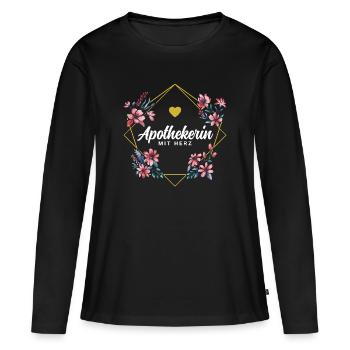 Apothekerin mit Herz - Frauen Premium Bio Langarmshirt - Schwarz - Vorne - Julia (174cm)