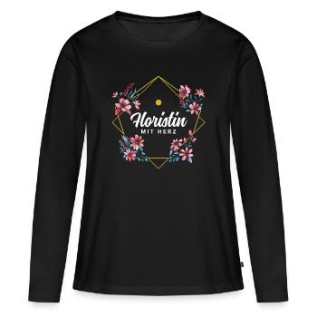 Floristin mit Herz - Frauen Premium Bio Langarmshirt - Schwarz - Vorne - Julia (174cm)
