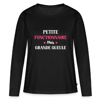 Fonctionnaire - T-shirt manches longues Premium bio Femme - noir - Devant - Julia (174cm)