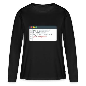 Programmeur HTML Programmation de codage de codeur informatique - T-shirt manches longues Premium bio Femme - noir - Devant - Julia (174cm)