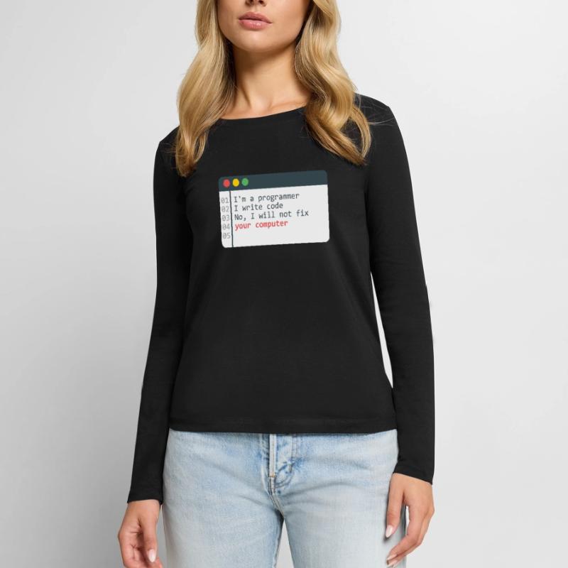 Programmeur HTML Programmation de codage de codeur informatique T-shirt manches longues Premium bio Femme