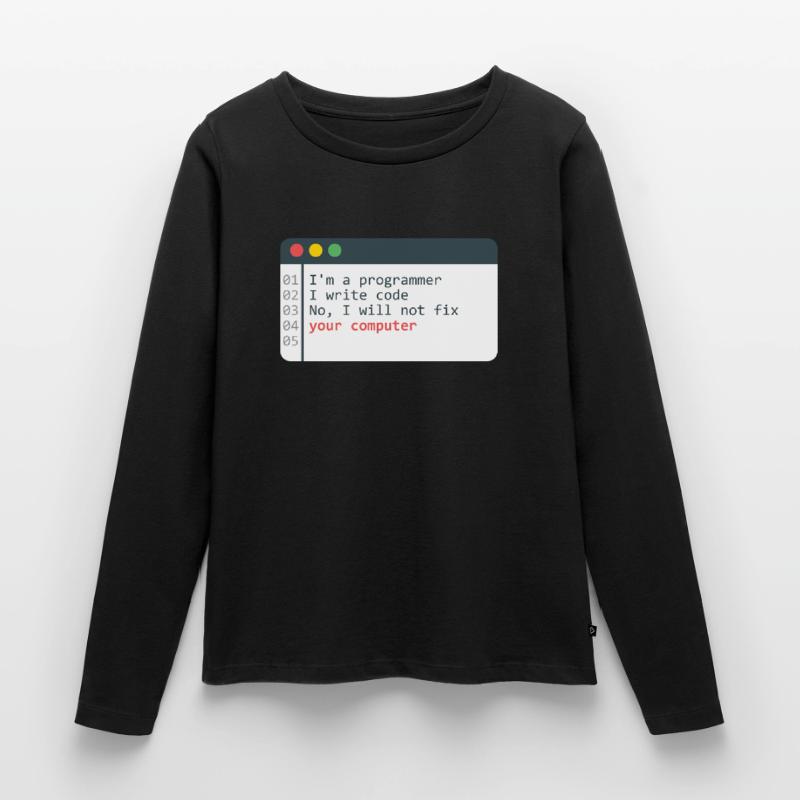 Programmeur HTML Programmation de codage de codeur informatique T-shirt manches longues Premium bio Femme