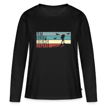 Wandern Bergsteigen Wanderung Natur Wanderspruch - Frauen Premium Bio Langarmshirt - Schwarz - Vorne - Julia (174cm)