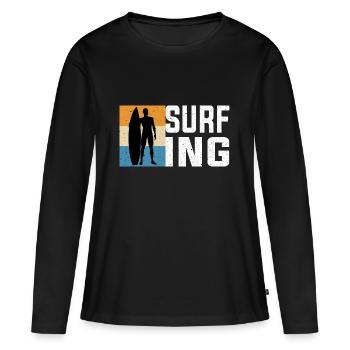 Surfing - T-shirt manches longues Premium bio Femme - noir - Devant - Julia (174cm)