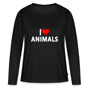 Animaux - j'aime les animaux - T-shirt manches longues Premium bio Femme - noir - Devant - Julia (174cm)