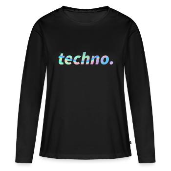 Techno Rave Festival Electro Musik Raver - Frauen Premium Bio Langarmshirt - Schwarz - Vorne - Julia (174cm)