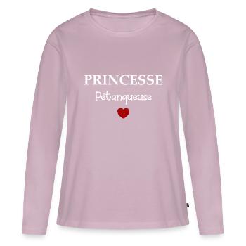 pétanqueuse - T-shirt manches longues Premium bio Femme - rose poudré - Devant - Julia (174cm)