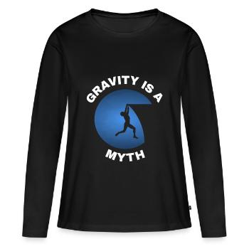 La gravité est un mythe - T-shirt manches longues Premium bio Femme - noir - Devant - Julia (174cm)