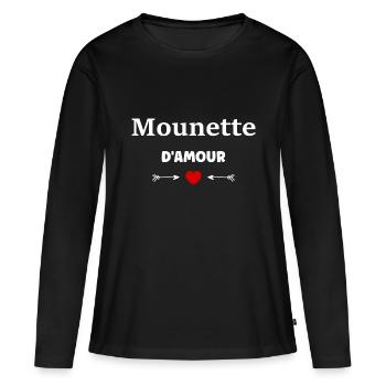 Mounette - T-shirt manches longues Premium bio Femme - noir - Devant - Julia (174cm)