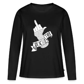 Traduction approximative #7 - T-shirt manches longues Premium bio Femme - noir - Devant - Julia (174cm)