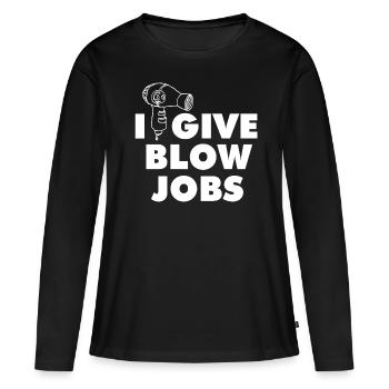 Ich gebe Blowjobs Grafik - Frauen Premium Bio Langarmshirt - Schwarz - Vorne - Julia (174cm)