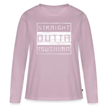 Straight Outta Tsushima - T-shirt manches longues Premium bio Femme - rose poudré - Devant - Julia (174cm)