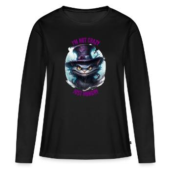 HUNGRIGE GRINSEKATZE - Frauen Premium Bio Langarmshirt - Schwarz - Vorne - Julia (174cm)
