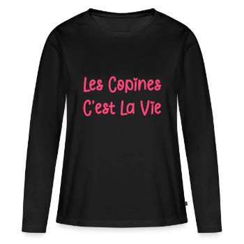 Les copines c'est la vie - T-shirt manches longues Premium bio Femme - noir - Devant - Julia (174cm)