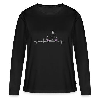 Motorroller Herzschlag - Frauen Premium Bio Langarmshirt - Schwarz - Vorne - Julia (174cm)