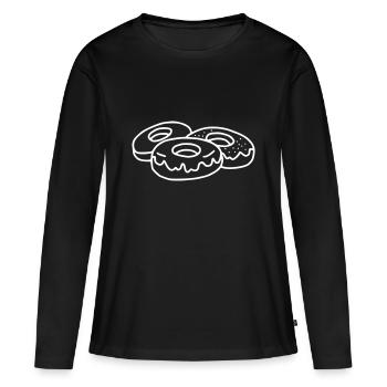 Beigne émoji beignets croquis blanc - T-shirt manches longues Premium bio Femme - noir - Devant - Julia (174cm)