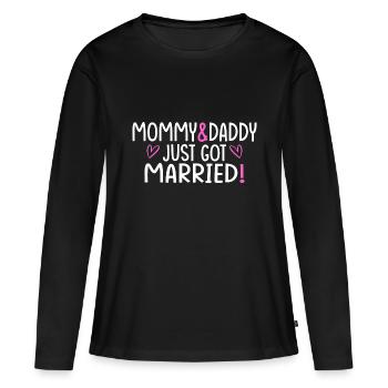 Je viens de me marier - T-shirt manches longues Premium bio Femme - noir - Devant - Julia (174cm)