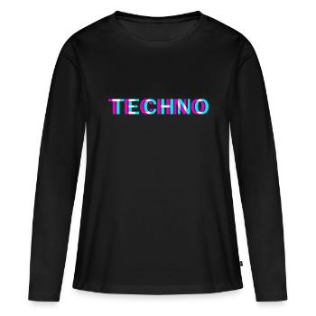 Techno Rave Festival Electro Musik Raver - Frauen Premium Bio Langarmshirt - Schwarz - Vorne - Julia (174cm)