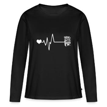 Fente Pulse Heart Love Casino - T-shirt manches longues Premium bio Femme - noir - Devant - Julia (174cm)