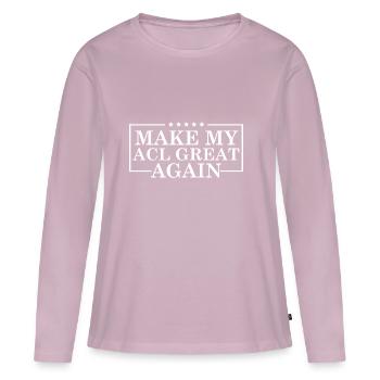 Make My ACL Great Again Réadaptation de récupération d’une blessure au genou - T-shirt manches longues Premium bio Femme - rose poudré - Devant - Julia (174cm)