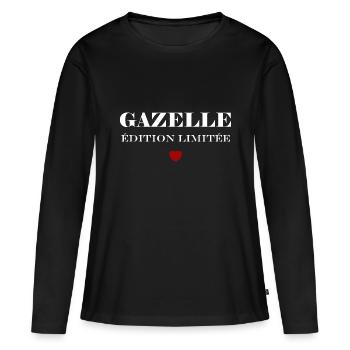 Gazelle - T-shirt manches longues Premium bio Femme - noir - Devant - Julia (174cm)