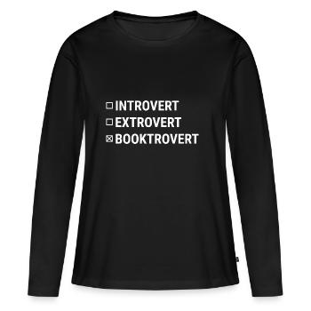 Introvertierte Booktrovert Bookish Bibliphile - Frauen Premium Bio Langarmshirt - Schwarz - Vorne - Julia (174cm)