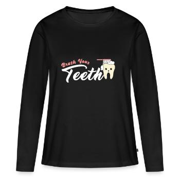 Brossez-vous les dents Dentist Humour Citation - T-shirt manches longues Premium bio Femme - noir - Devant - Julia (174cm)